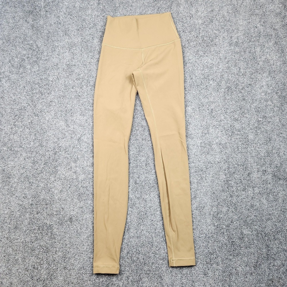 Lululemon‎ Leggings Womens Size 2 Beige Ankle Mid Rise Elastic Stretch